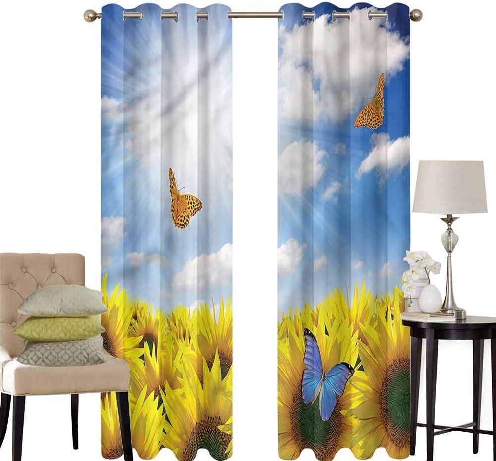 Aishare Store Noise Cancelling Curtains, Sunflower Summer Meadow