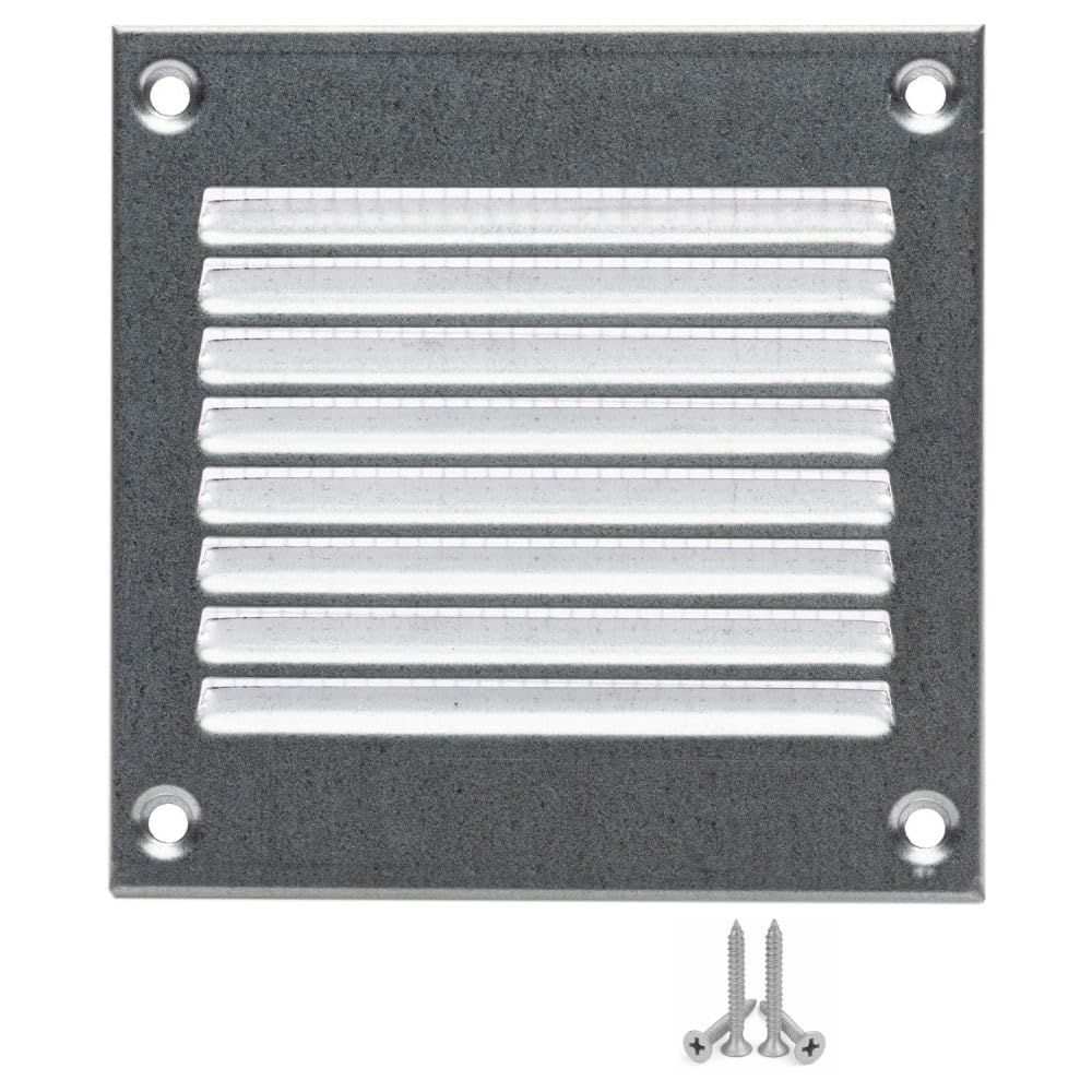 LIRAST 100x100mm Vent Cover Galvanised Steel - 4x4 inch Wall Vent Cover with Insect Mesh - Round Ceiling Soffit Vents - External Vent Cover - Metal Ventilation Grilles - Air Vent Covers for Walls