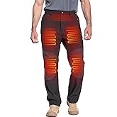 DEWBU Heated Pants for Men with 12V Battery Pack Fleece Lined Outdoor Softshell Pants Electric Heating Trousers