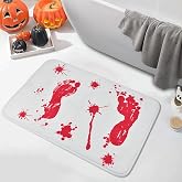 Vanleonet Halloween Bathroom Rugs Bloody Footprint, Printed Blood Footprint Prank Bath Mat Non Slip Absorbent Rug Halloween Decorations for Shower/Bathroom Gag Gift, Doorway, Carpet