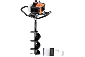 VEVOR Post Hole Digger Gas Powered, 52CC 1450W Earth Auger with 8” Auger Drill Action Design Bits & 1 Extension Rod, Post Fen