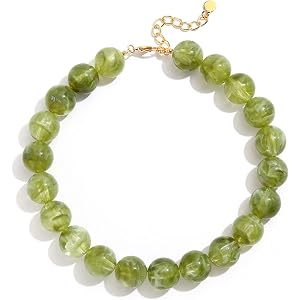Zhuozatrfa Chunky Beaded Necklace for Women 20MM Oversized Resin Bead Statement Necklaces Trendy Boho Summer Beach Necklace B