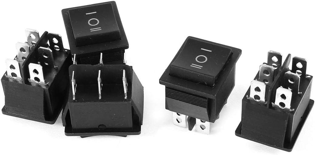 Aexit 5 Pcs Control electrical XW604 6 Pin 3 Position ON/OFF/ON DPDT Snap in Panel Mount Rocker
