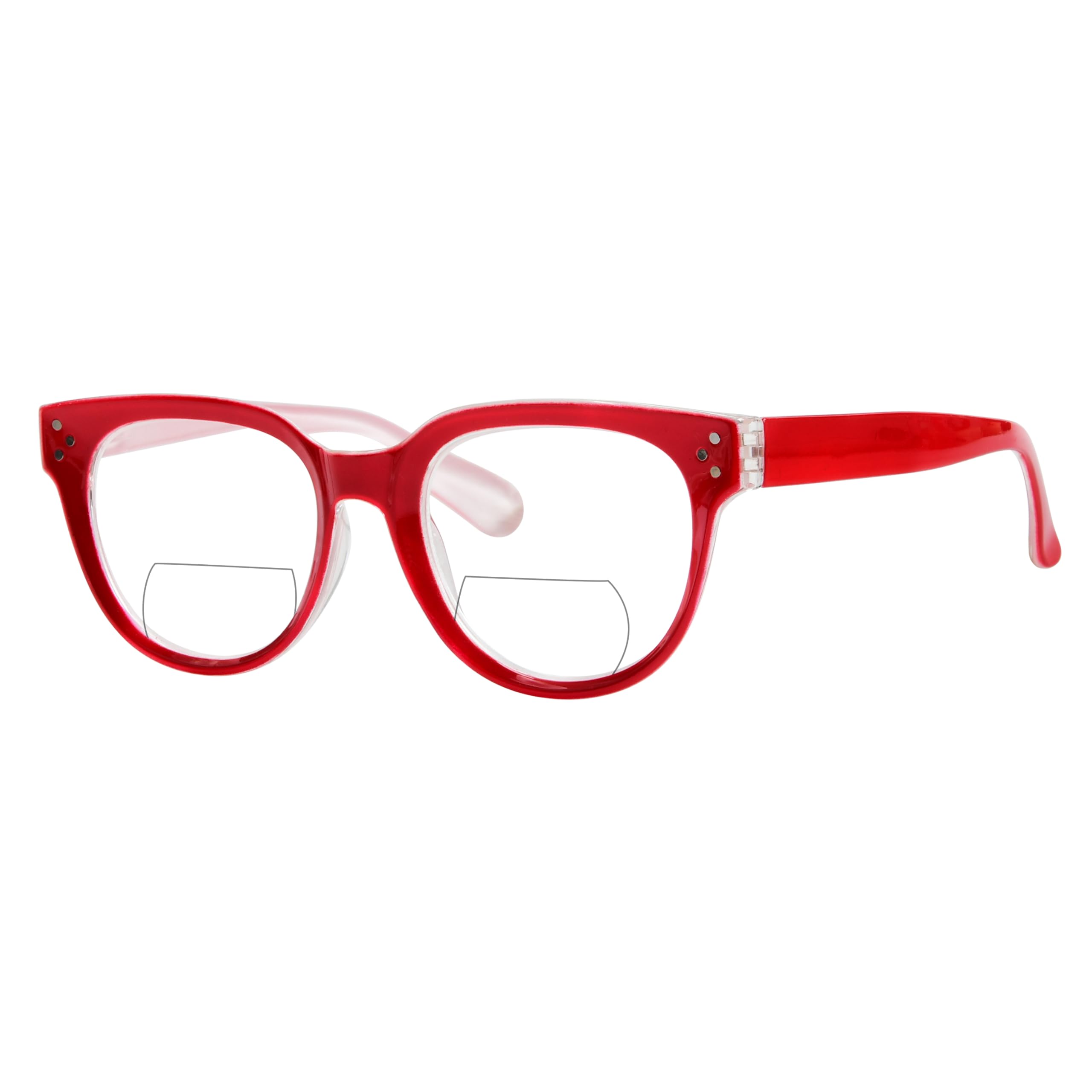 Eyekepper Bifocal Reading Glasses Women Stylish Bifocal Readers Clear Lens - Red +1.00