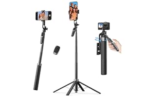K&F CONCEPT 71" Tripod for iPhone, Auto Open Phone Tripod with 4 Legs & Stabilizing Handle, 360° Rotation Selfie Stick with W