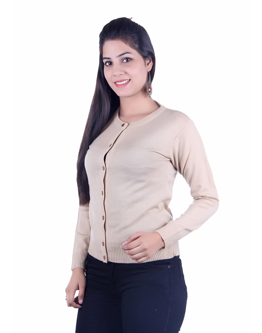 ogarti women's woolen cardigan (9002camel, beige, free size)