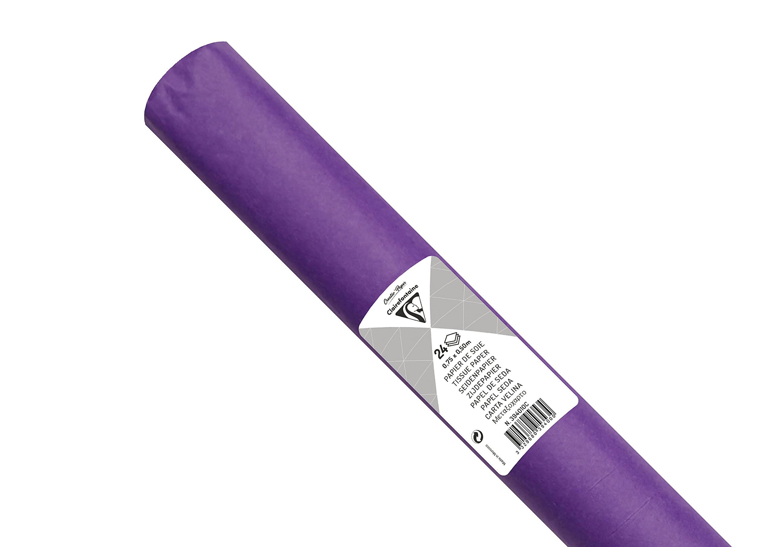 Clairefontaine 394010C Roll of 24 Sheets of Silk Paper 18g/m² Format 50x75cm Fine Delicate Resistant Paper Creative Packaging Creative Activities Mauve Colour