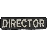 DealzCT Director White on Black Iron On Sew On Small Patch for Jacket Vest