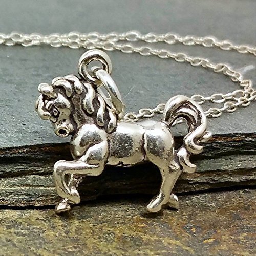 Prancing Horse Charm Necklace - 925 Sterling Silver, 18" - Thumbnail 5