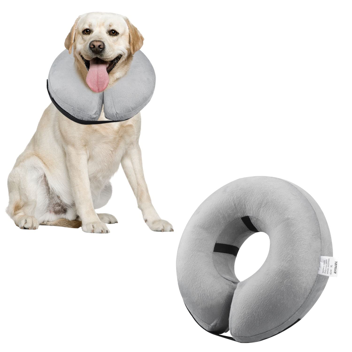 Emwel Pet dog Inflatable Collar for X-Large Dogs, Comfy Pet Collar Cone for Recovery, Inflatable Basic Dog Collars, XL