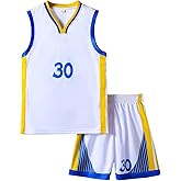 30# Basketball Jerseys Set For Kids 6-16 Years Basketball Player Costume Tank Top And Track Shorts Boys Girls