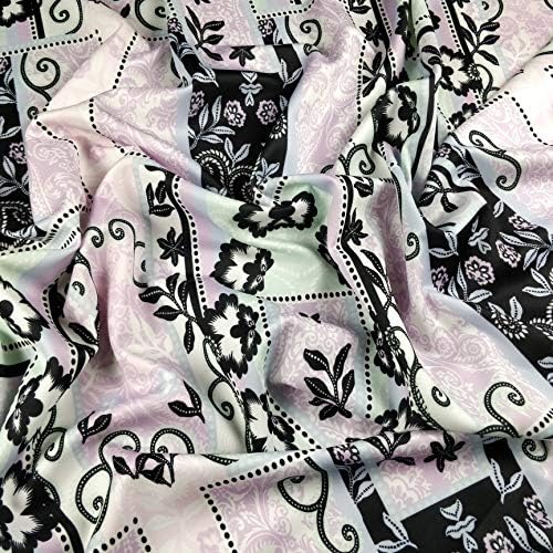 FS309 Lilac Paisley Floral Tile Print Jersey Scuba Stretch Fabric - Sold Per Metre