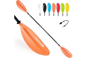 Abahub 1 x Kayak Paddles, 90.5 Inches Kayaking Oars for Boating, Canoeing with Free Paddle Leash, Aluminum Alloy Shaft Black/