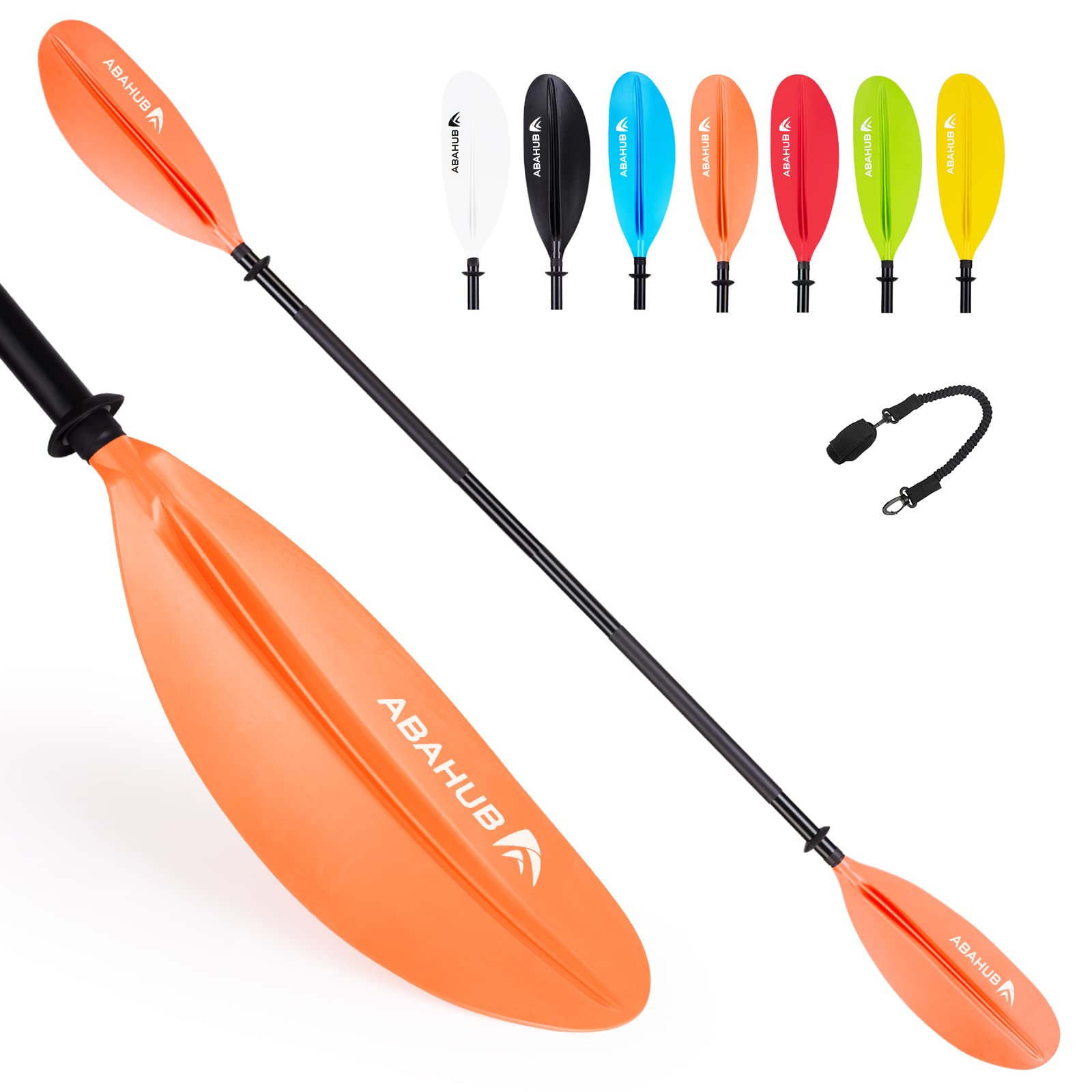 Abahub 1 x Kayak Paddles, 95 Inch Kayaking Oars for Boating, Canoeing with Free Paddle Leash, Aluminum Alloy Shaft Orange Plastic Blade