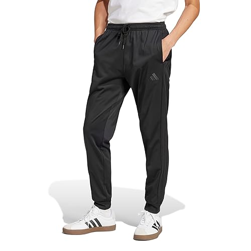 adidas Men's 3-Stripes Tricot Tapered Track Pants, Black/Black
