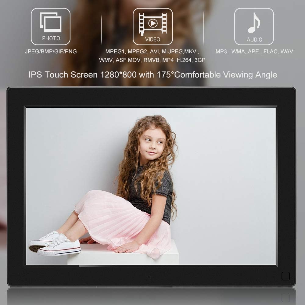 BSIMB Digital Picture Frame 10.1 Inch WiFi 16GB Digital Photo Frame 1280x800 IPS Touch Screen Auto Rotate Motion Sensor Add Photos/Videos from iPhone & Android App/Twitter/Facebook/Email W10 : Electronics