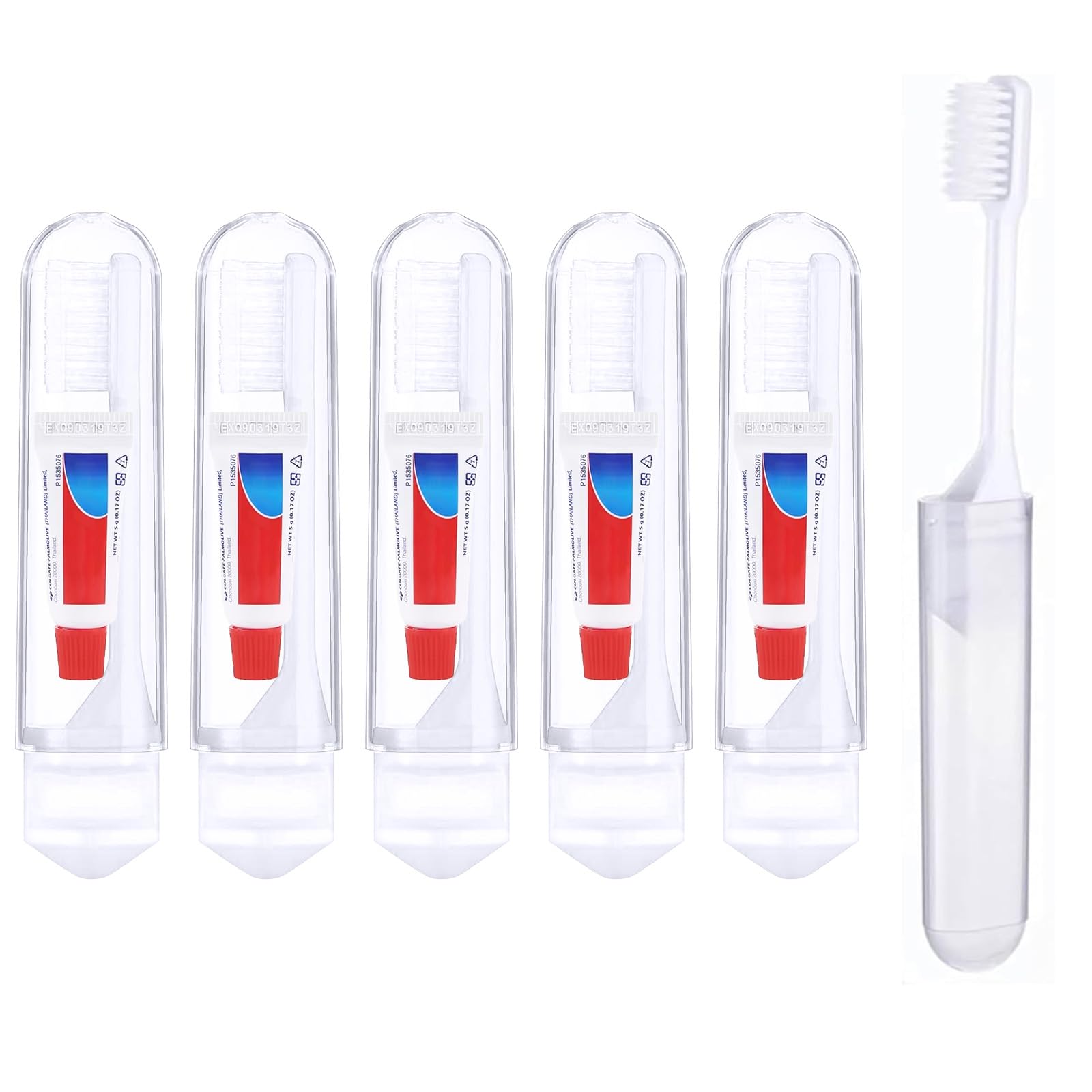 XdealCozyxc 5pcs Travel Toothbrush Set, mini Toothpaste Travel Size