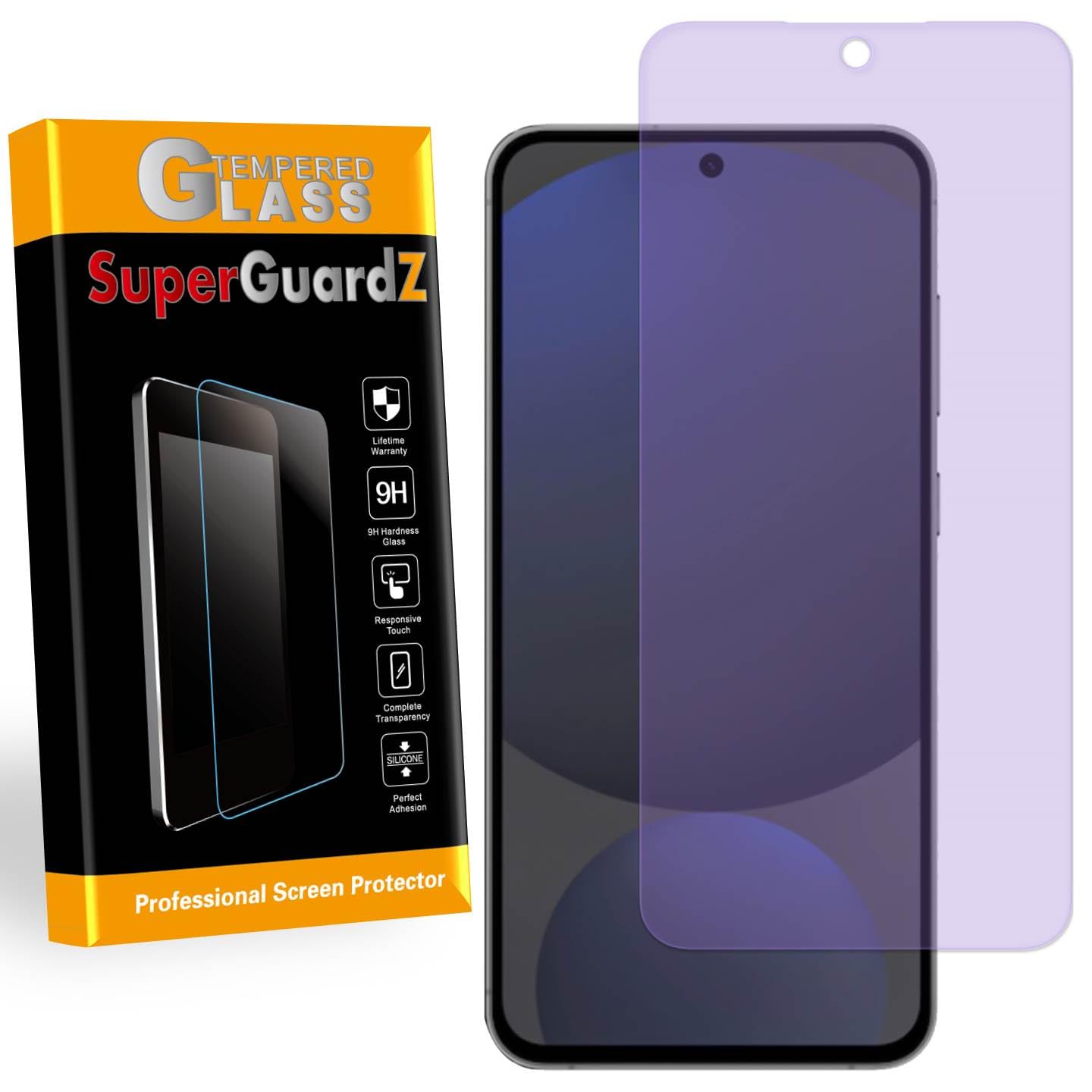Photo 1 of [2-Pack] for Samsung Galaxy S24 FE [NOT for Samsung S24] Screen Protector Anti Blue Light Tempered Glass, Eye Protection, SuperGuardZ, 9H, 0.3mm, Anti-Scratch, Anti-Bubble