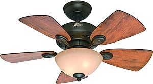 Hunter Indoor Ceiling Fan with light and pull chain control - Watson 34 inch, New Bronze, 52090