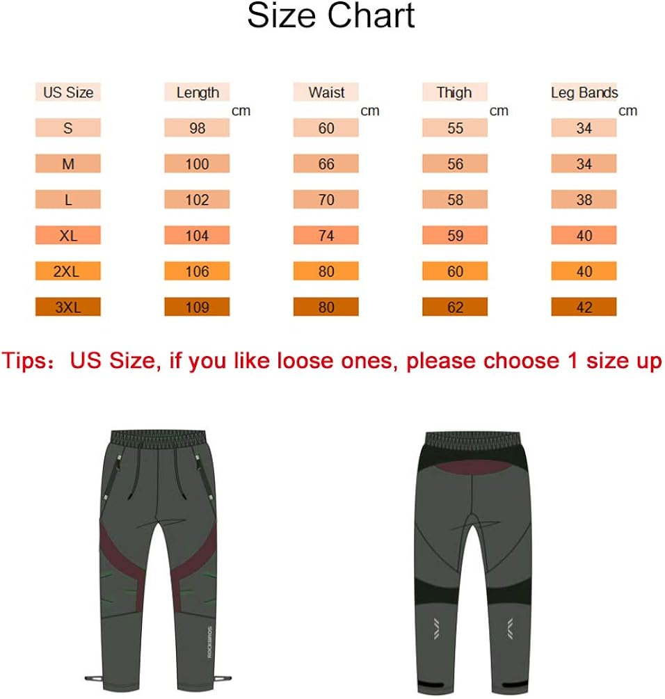 ROCKBROS Winter Cycling Pants Warm Ergonomics Men's Windproof Thermal Bicycling Pants Black: Clothing