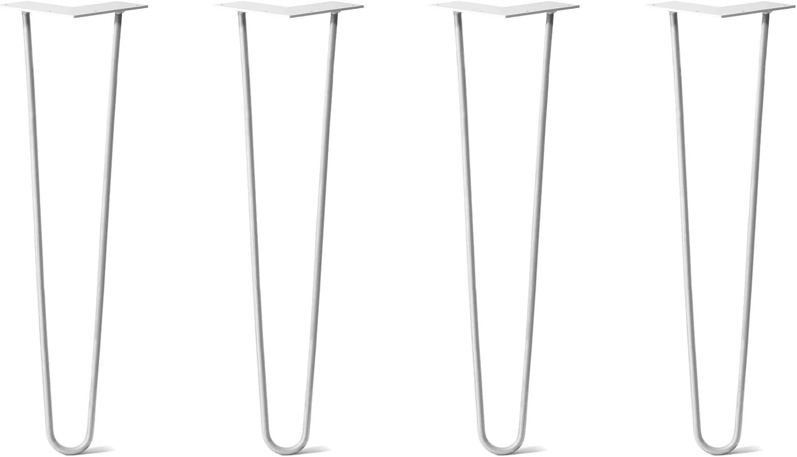 Hairpin Legs Set of 4 - Cold Rolled Steel - Raw and Color Available - Made in The USA (20" Tall, 2 Rod, 3/8" Diameter, White- Shipped as Set of 4 Legs)