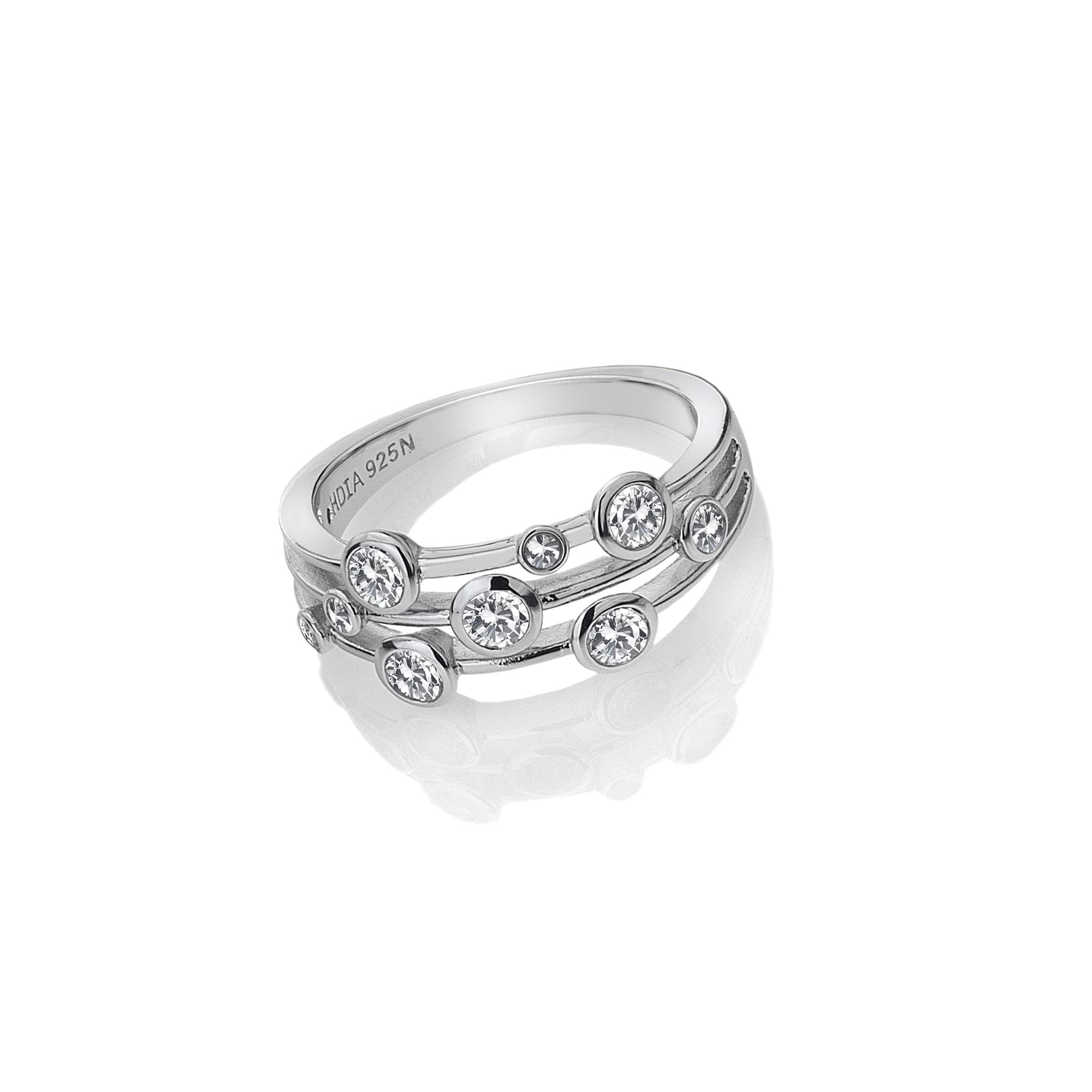 Hot Diamonds Tender Sterling Silver White Topaz Statement Ring for Women – White Topaz Raindrops & Real Diamond in 925 Sterling Silver Tender Collection Size L