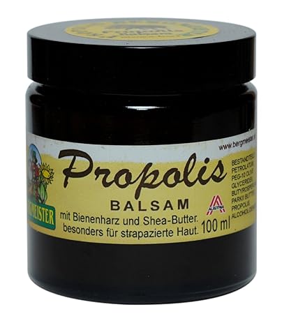 Propolis-Balsam mit Bienenharz und Shea-Butter für Wund- und Narbenpflege, hervorragende Qualität - 100 ml Glastiegel