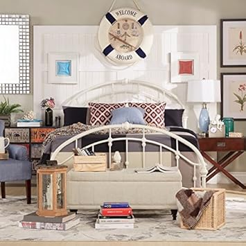 Amazon.com: White Antique Vintage Metal Bed Frame Rustic Wt ...