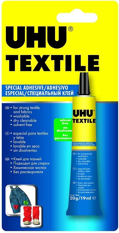UHU textile solvent free fabric glue 19ml - fast setting, wash resistant