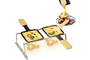 Mini Cheese Raclette Set, Portable Foldable Non-Stick Cheese Melting Pan, Cheese Melter, Baking Tray with Bamboo Spatula