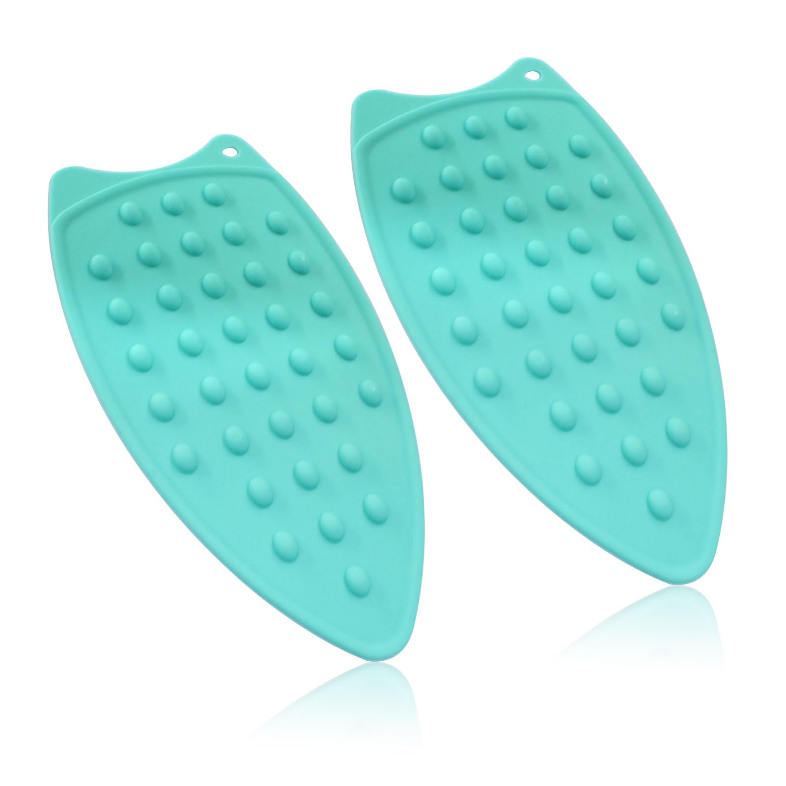 Silicone Ironing Rest Pad Mat Iron Hot Heat Resistant Protective Pad for Ironing Board Curling Iron Flat Iron 2 Pcs (Green)