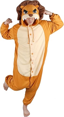 Amazon Momsmom 大人用長袖着ぐるみ ライオンキングゴールド獅子 男女 兼用キャラクターアニマル着ぐるみ 動物パジャマ ハロウィン お祭り イベント コスプレ 文化祭 部屋着 団体旅行にも 並行輸入品 M コスプレ 仮装 通販