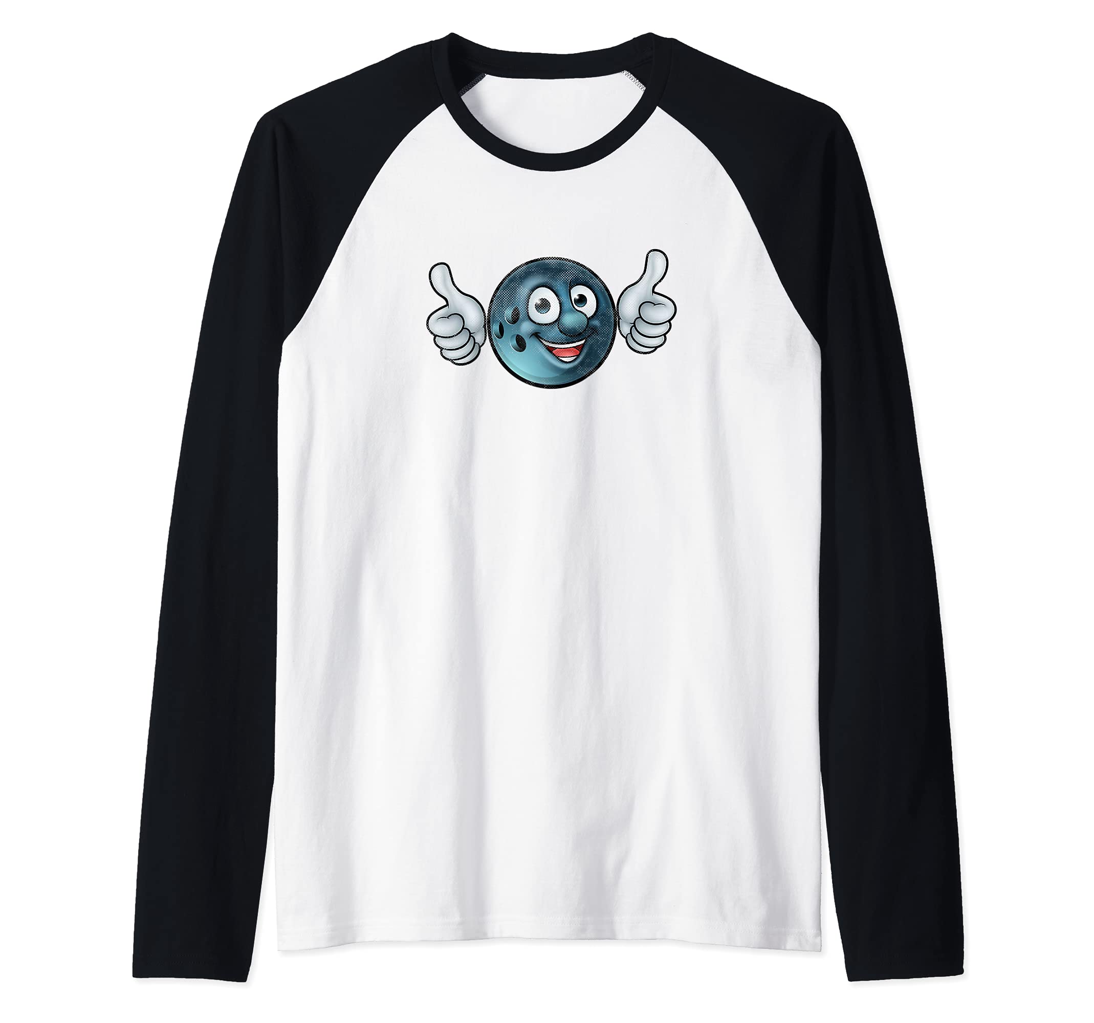 Funny Bowling Ball Distressed Design Game Day Sports Raglan Baseball Tee