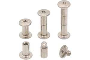 LBY 30 Sets M5 x 10mm Chicago Screws, Binding Screw Posts, Book Screws, Binding Barrels and Screws Assortment Kit, for Leather Saddles Purses Belt Repair, with Extention Posts (20pcs), Nickel-Plated
