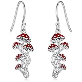 925 Sterling Silver Mushroom Earrings Dangle Hypoallergenic Jewelry Gifts for Mushroom Lovers Women