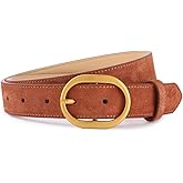 TILAFEYO Women's Suede Belt Casual Genuine Leather Jeans Belts Gold Buckle Elegant Waist Dress Belts