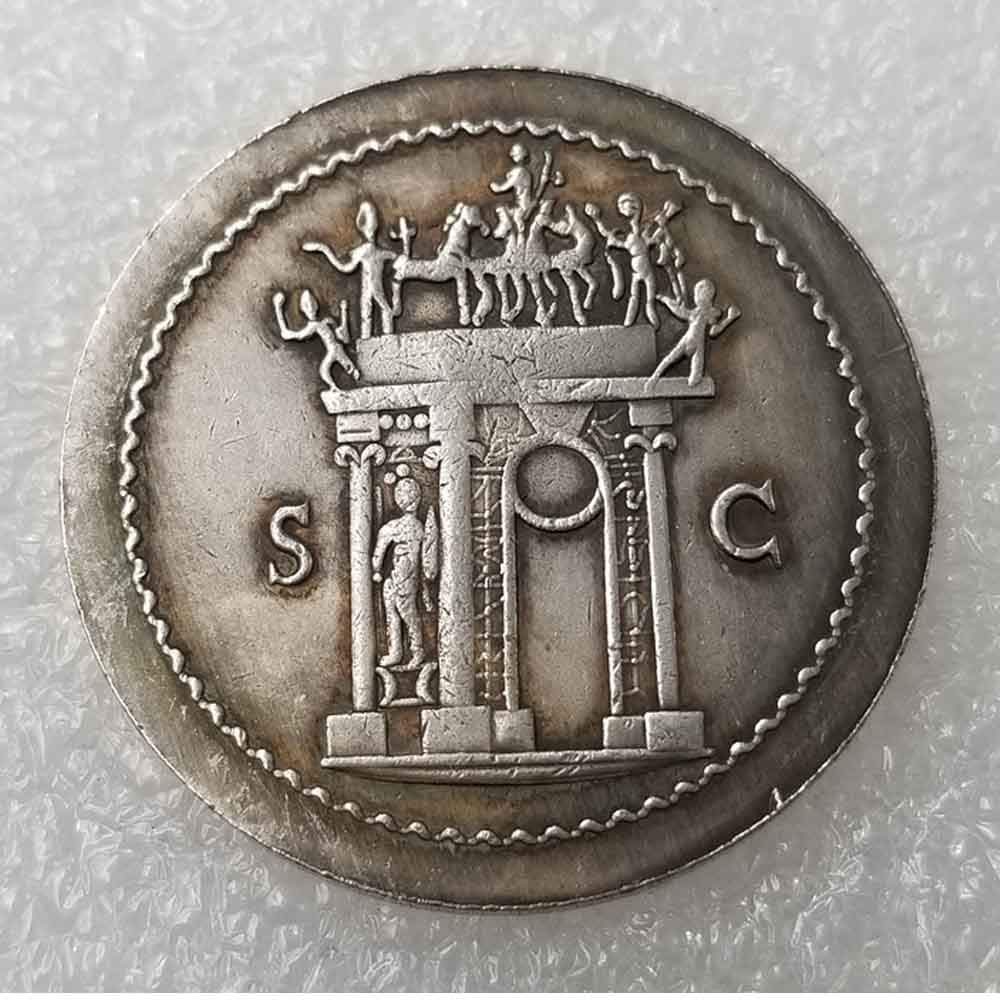 Moneta Romana Antica Placcata Argento – Riproduzione Artigianale Con Filosofo E Re, Per Collezionisti, Regalo Originale