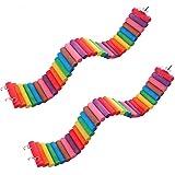 HAMILEDYI Hamster Rainbow Bridge,Flexible Bendy Climbing Ladder Hanging Wooden Chew Toy for Bird Parrot Guinea Pig Chinchilla