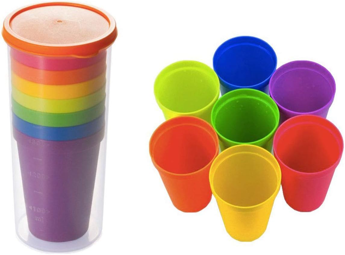7Pcs Reusable Plastic Cup, Drinkware Tumblers Stacking Water Glasses