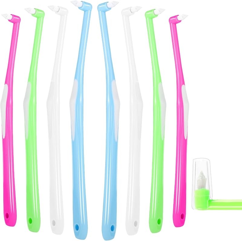 RAYITO 8 Pcs Soft Interspace Toothbrush for Orthodontic Braces - 4 Colors
