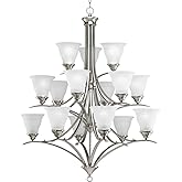 Progress Lighting Trinity Collection 15-Light Etched Glass Traditional Chandelier Light Brushed Nickel