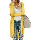 Alaster Queen Women’s Open Front Cardigan Button Down High Low Hem Knitted Cardigan Outwear with Pockets