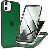 CoozCase for iPhone 12/12 Pro Case with Built-in Screen Protector & Full Body Protective,for Apple iPhone 12/12 Pro Phone Cases for Men Women Girl-Dark Green