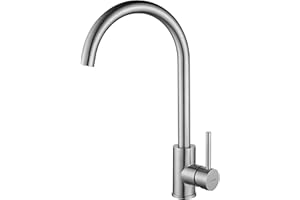 RODDEX Bar Sink Faucet, Single Handle Faucet Modern Stainless Steel One Hole Wet Bar Sink Faucets High Arc Outdoor Kitchen Tall Faucets RV Camper Laundry Outdoor Farmhouse Dishwasher, Brushed Nickel