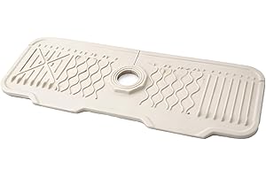 Silicone Sink Faucet Mat Splash Guard – Self-Draining 5° Slope, Fast Dry Kitchen Sink Splash Guard, Countertop Protector Behi