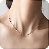 ArixGlvm Malachite Necklace, 18K Gold Natural Green Stone Necklace for Women, Dainty Adjustable Choker Necklace for Her