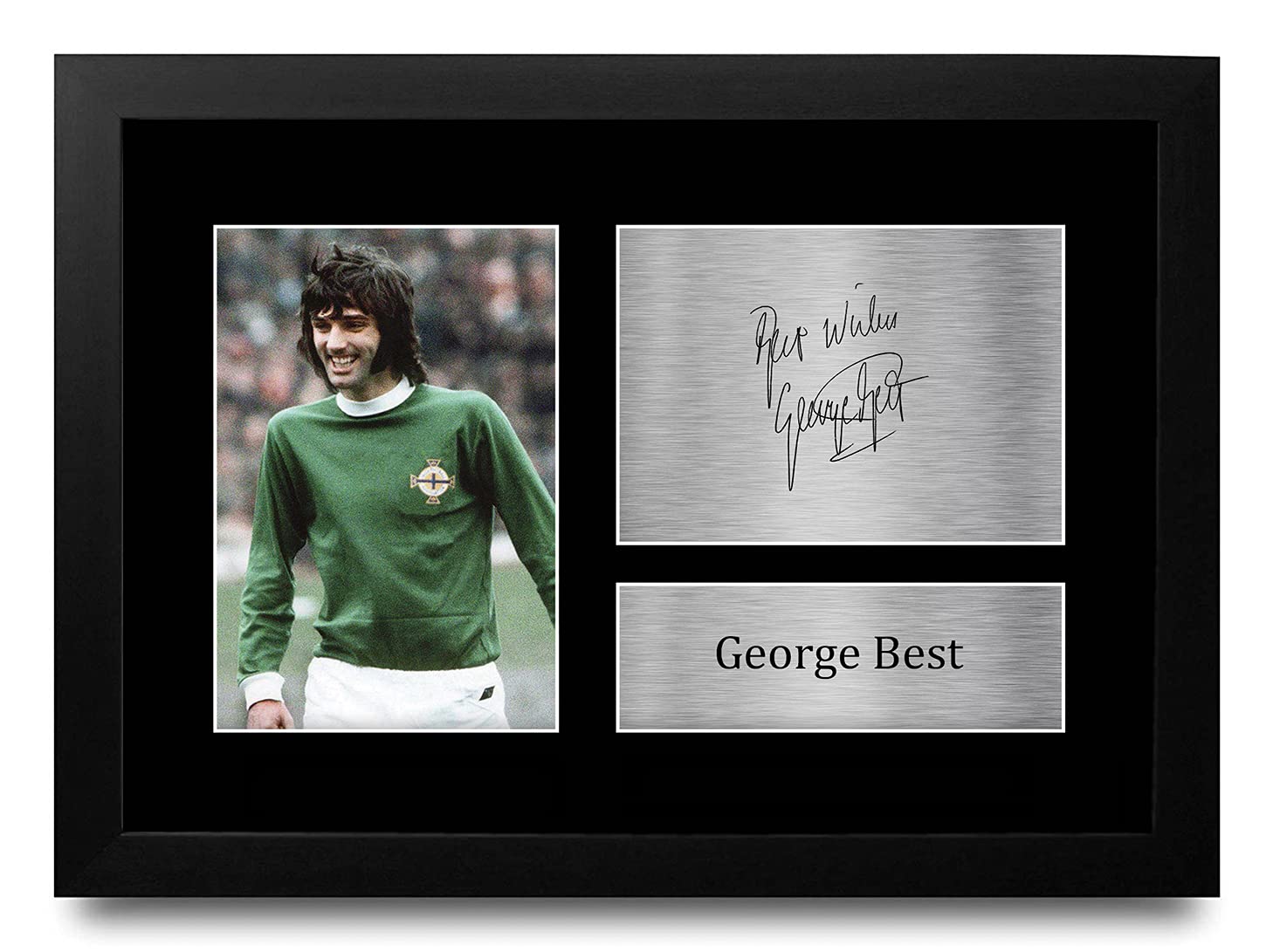 HWC Trading FR A4 George Best Ireland Gifts Printed Signed Autograph Picture for Football Fans and Supporters - A4 Framed