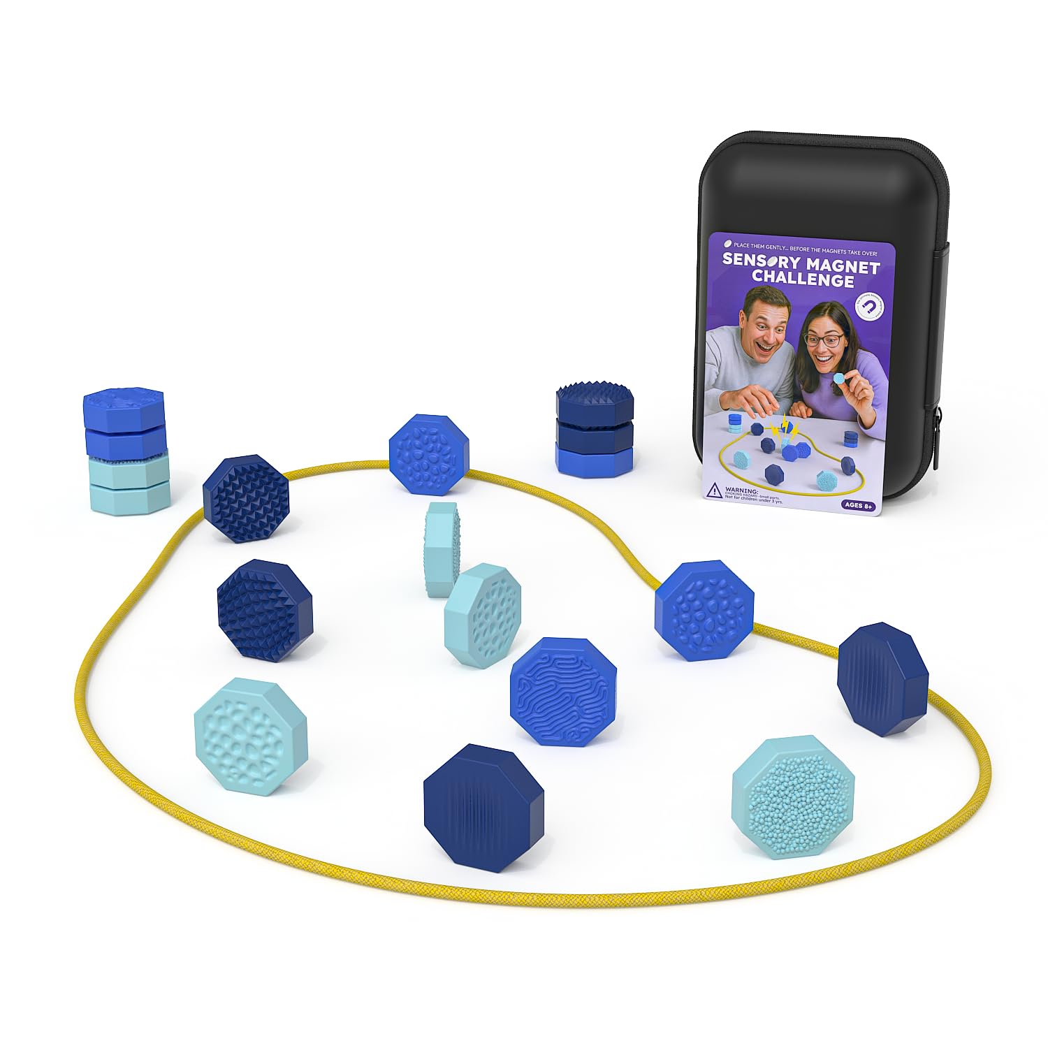 Bambebe Magnetic Chess Game with Rope | 18 Piece Standing Chess Set with Textured Stones | Portable Board for Travel, Camping, Family & Party Strategy Games for 6+ Kids & Adults — image 1