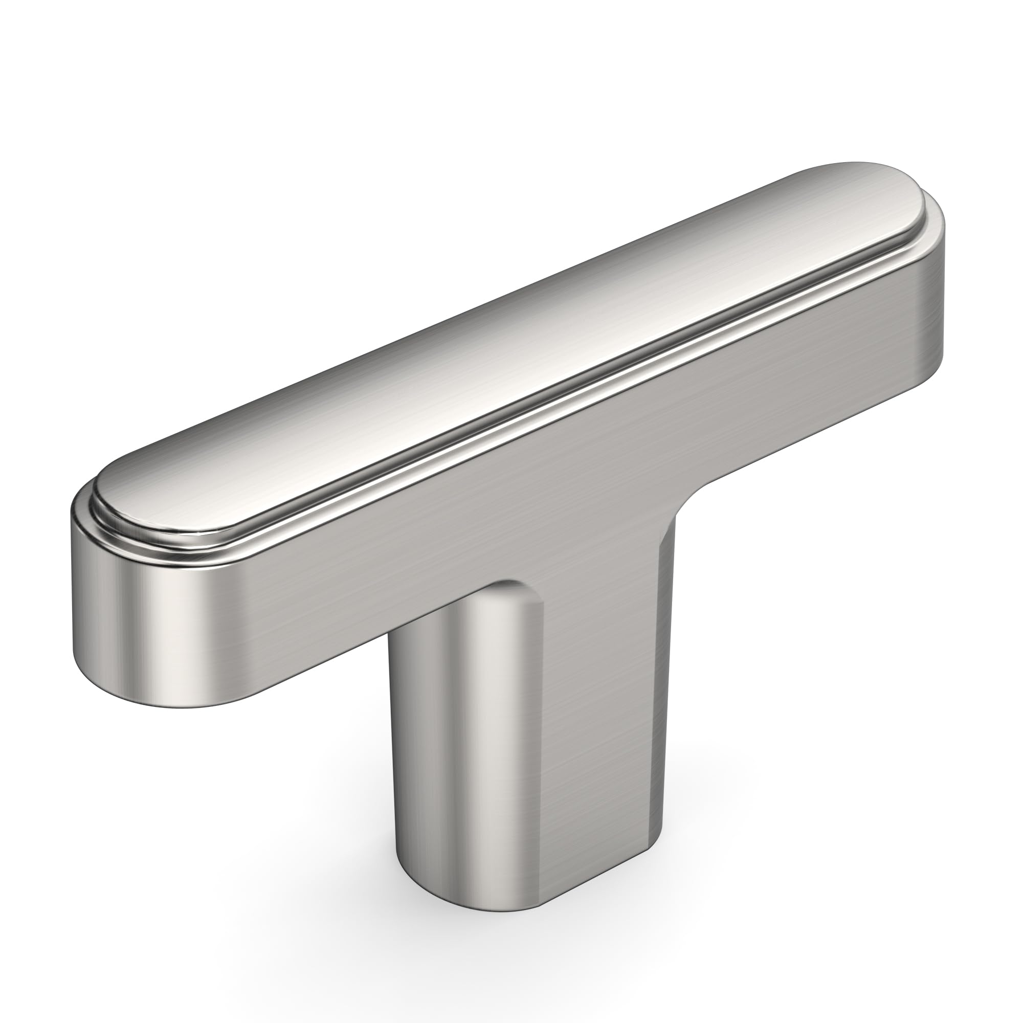 Photo 1 of Amerdeco 10 Pack Brushed Satin Nickel Cabinet Handles 1.46 Inch(37mm) Single Hole Rectangle Dresser Knobs and Pulls for Bathroom Cabinets ZH0065
