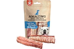 Amazing Dog Treats - 6 Inch Beef Trachea Dog Chews (50 pcs) - Trachea Dog Treats - NO Hide - Digestible and Safe Chews for Dogs - Glucosamine and Chondroitin for Joint Health for Dogs